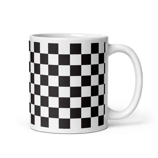 Axiom Chequer ceramic coffee mug - 11 oz - handle on right