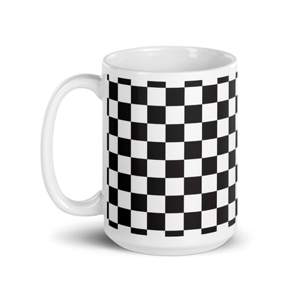 Axiom Chequer ceramic coffee mug - 15 oz - handle on left