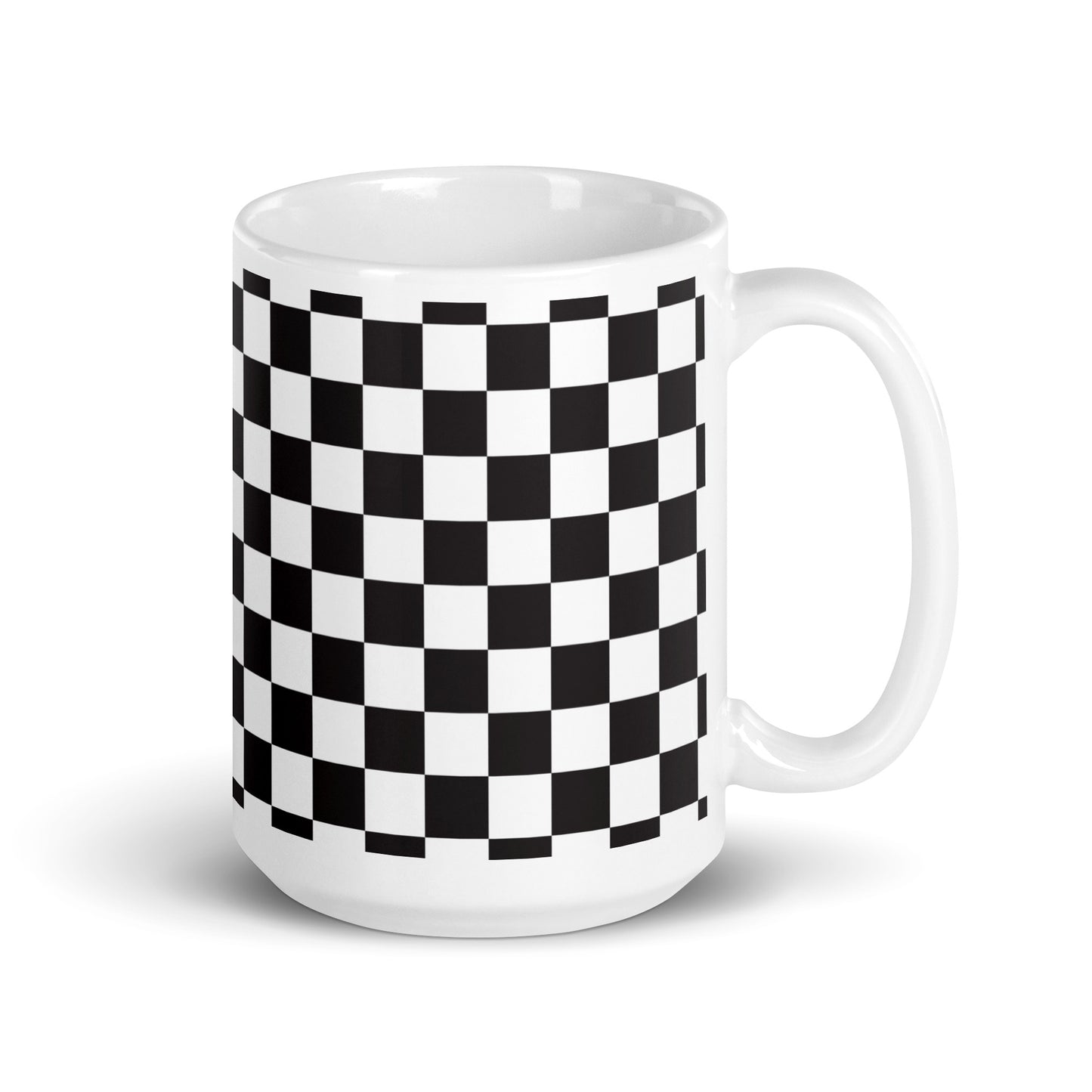 Axiom Chequer ceramic coffee mug - 15 oz - handle on right