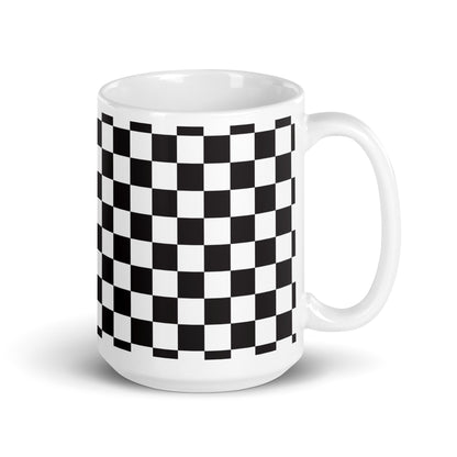 Axiom Chequer ceramic coffee mug - 15 oz - handle on right