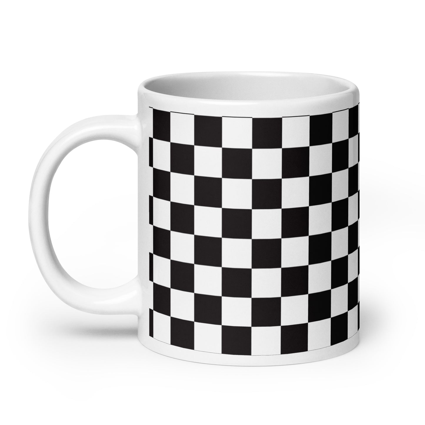 Axiom Chequer ceramic coffee mug - 20 oz - handle on left