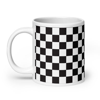 Axiom Chequer ceramic coffee mug - 20 oz - handle on left