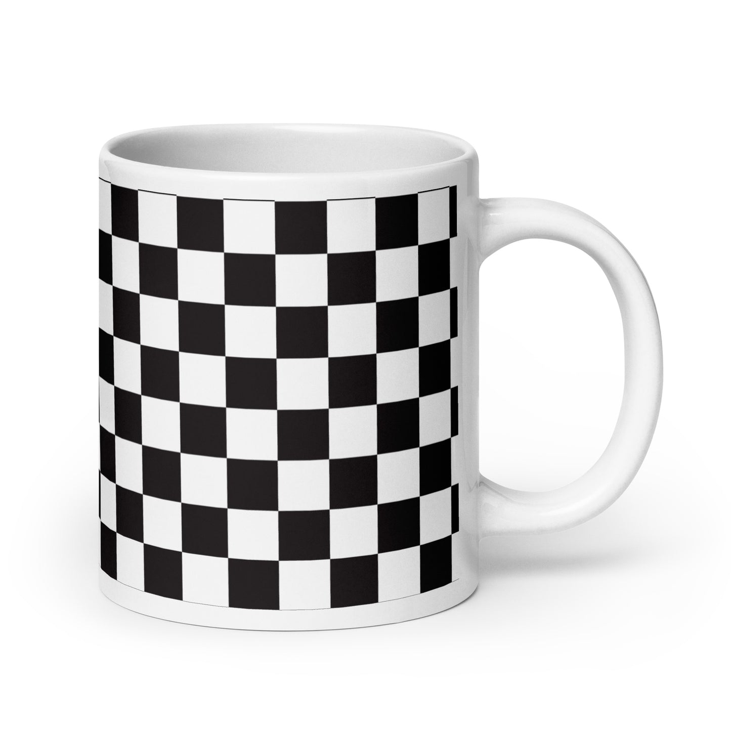 Axiom Chequer ceramic coffee mug - 20 oz - handle on right