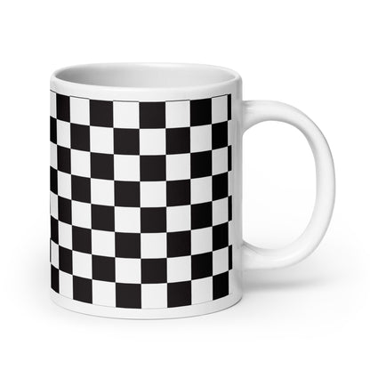Axiom Chequer ceramic coffee mug - 20 oz - handle on right