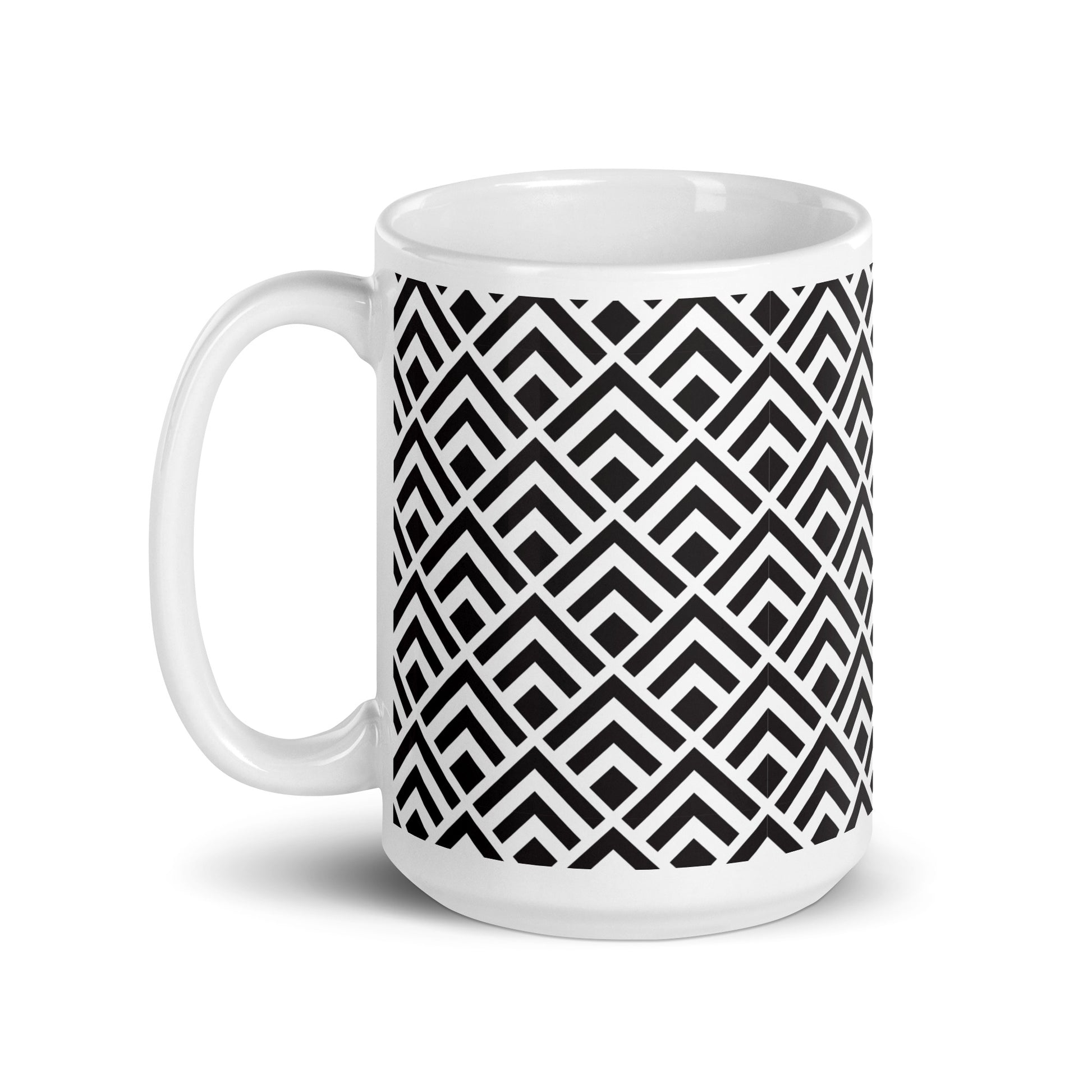 Axiom Chevron ceramic coffee mug - 15 oz - handle on left