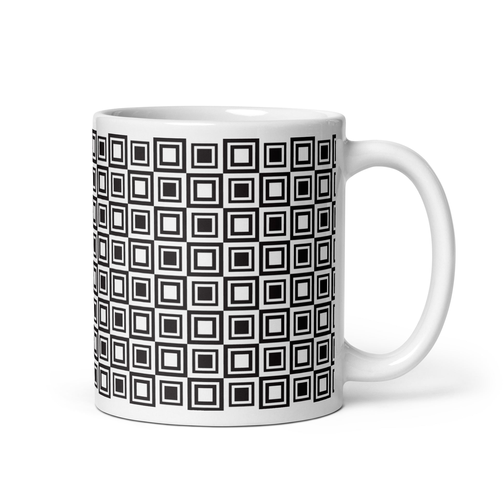 Axiom Grid ceramic coffee mug - 11 oz - handle on right