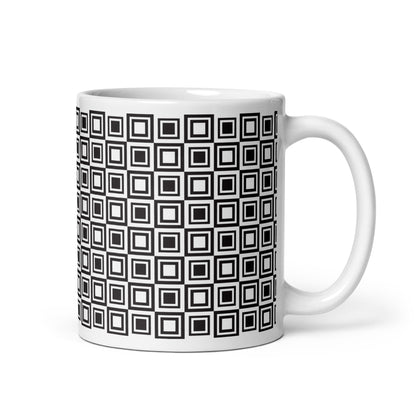 Axiom Grid ceramic coffee mug - 11 oz - handle on right