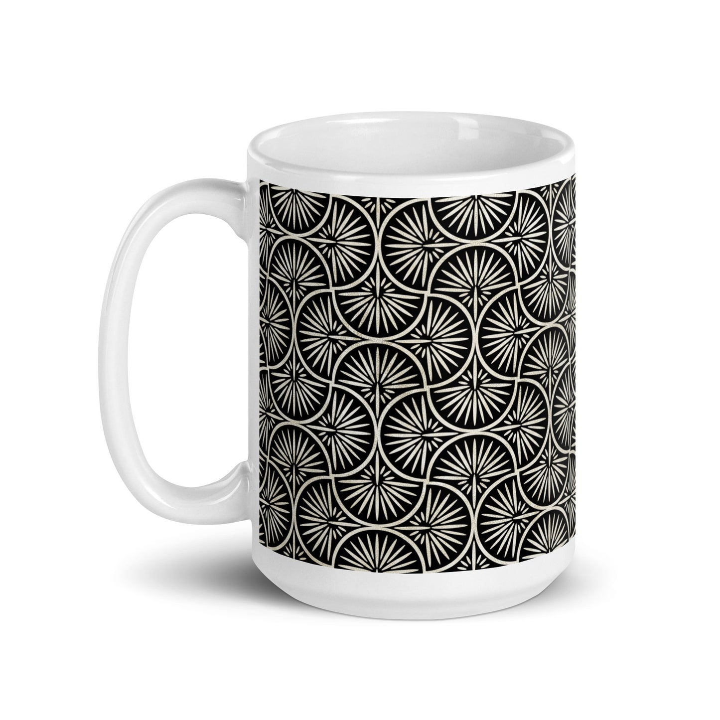 Axiom Spoke ceramic coffee mug - 15 oz - handle on left