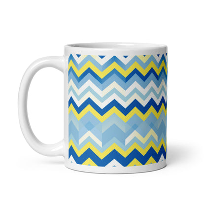 Bargello — Cobalt ceramic coffee mug - 11oz - handle on left