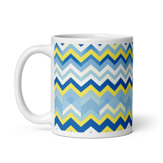 Bargello — Cobalt ceramic coffee mug - 11oz - handle on left