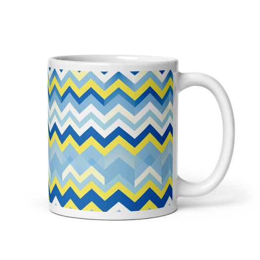 Bargello — Cobalt ceramic coffee mug - 11oz - handle on right