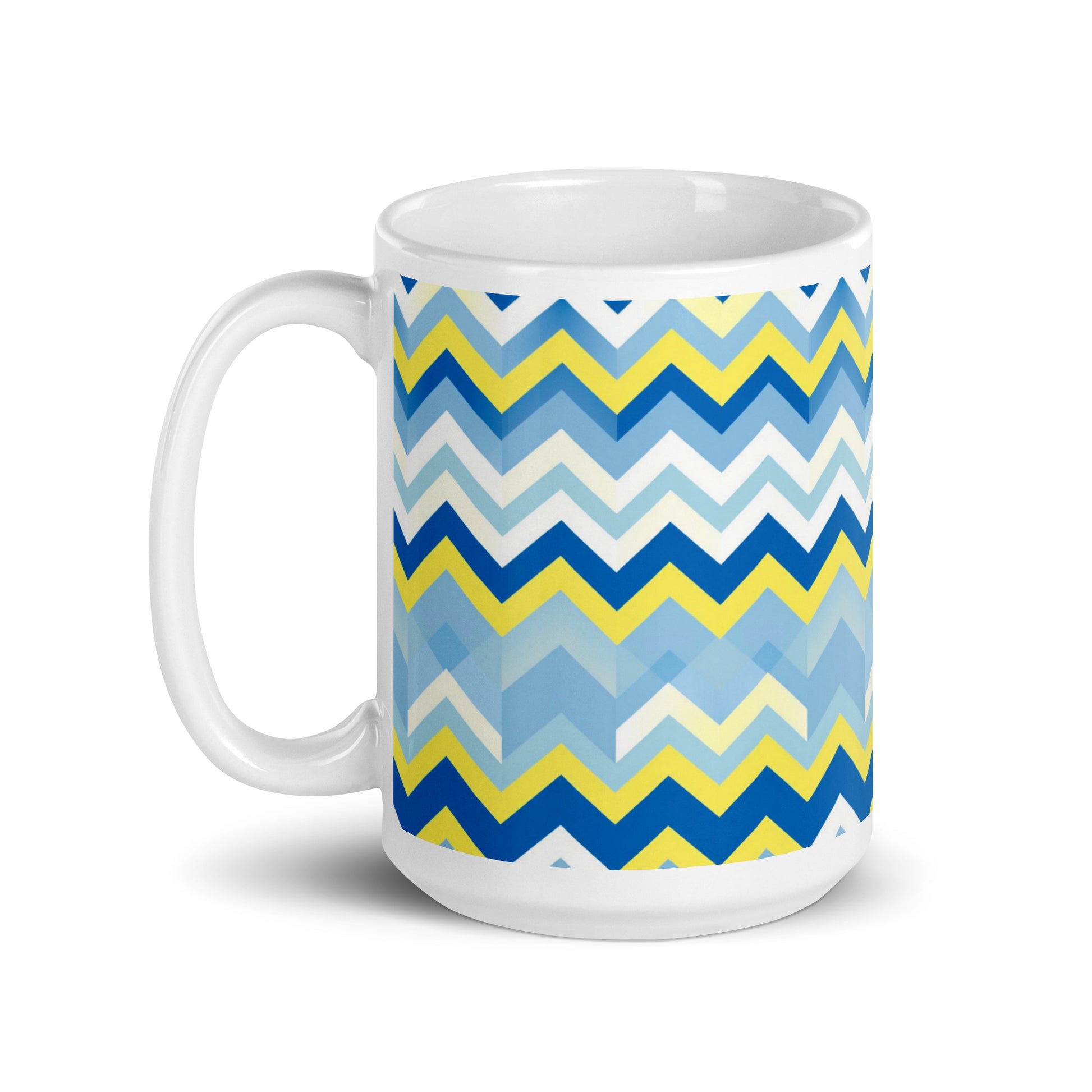 Bargello — Cobalt ceramic coffee mug - 15oz - handle on left