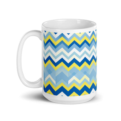Bargello — Cobalt ceramic coffee mug - 15oz - handle on left