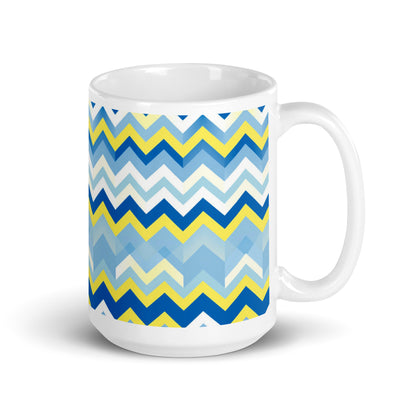 Bargello — Cobalt ceramic coffee mug - 15oz - handle on right