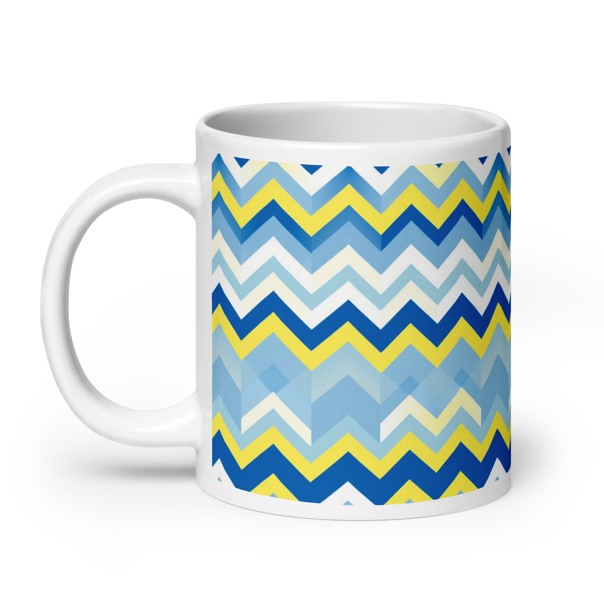 Bargello — Cobalt ceramic coffee mug - 20oz - handle on left