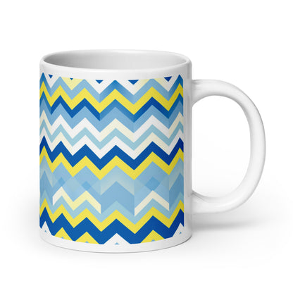 Bargello — Cobalt ceramic coffee mug - 20oz - handle on right