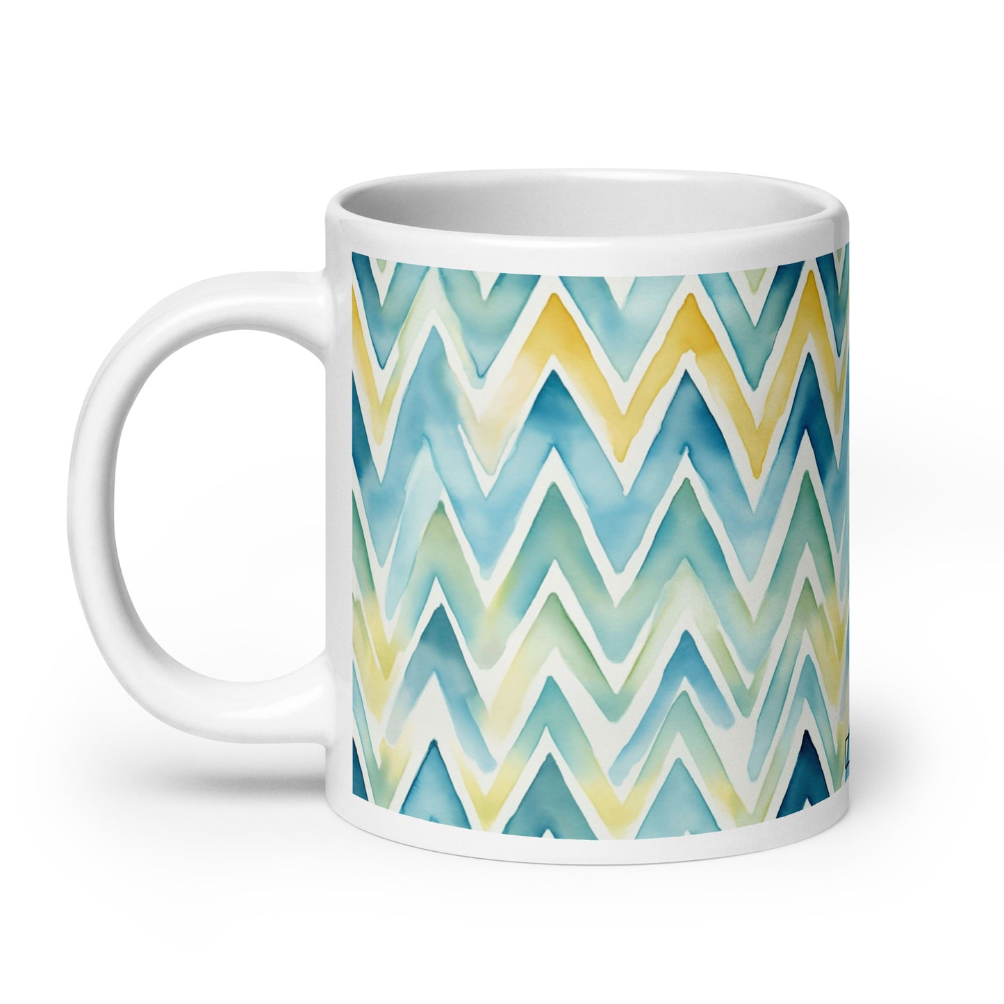 Bargello — Horizon ceramic coffee mug - 20oz - handle on left