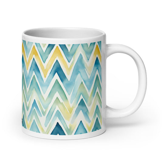 Bargello — Horizon ceramic coffee mug - 20oz - handle on right