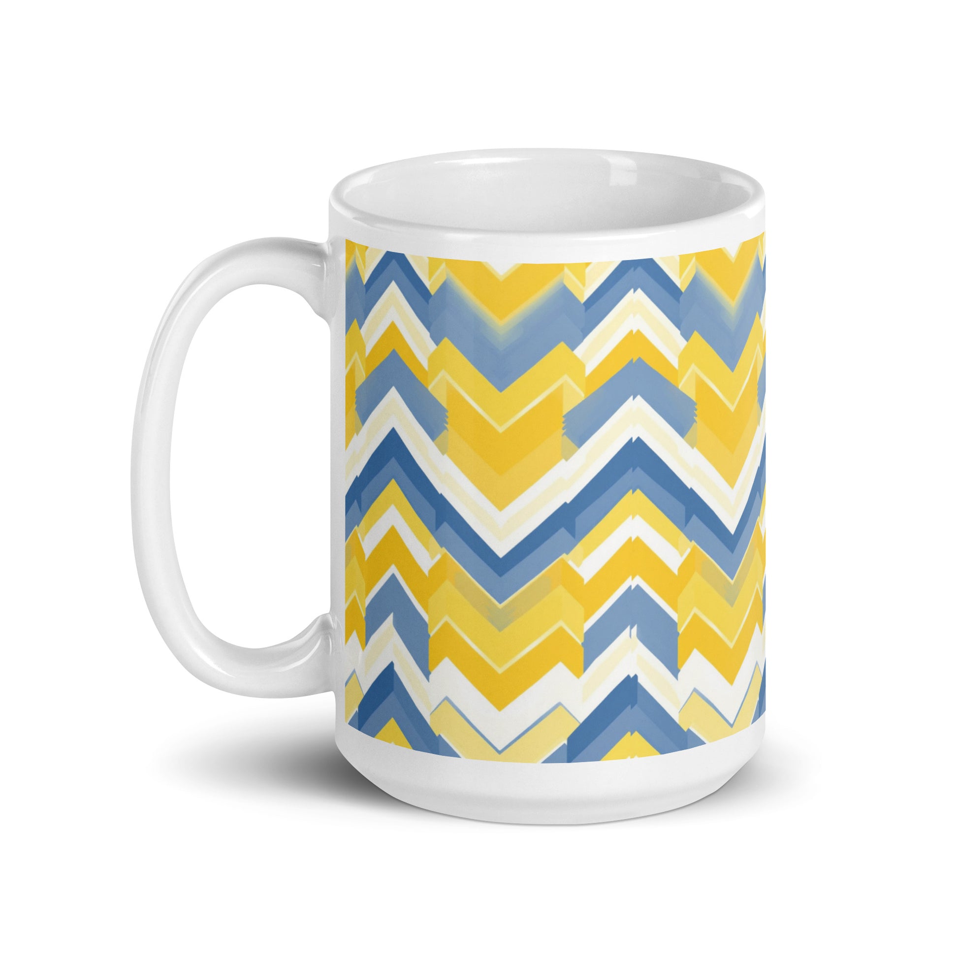 Bargello — Sunburst ceramic coffee mug - 15oz - handle on left