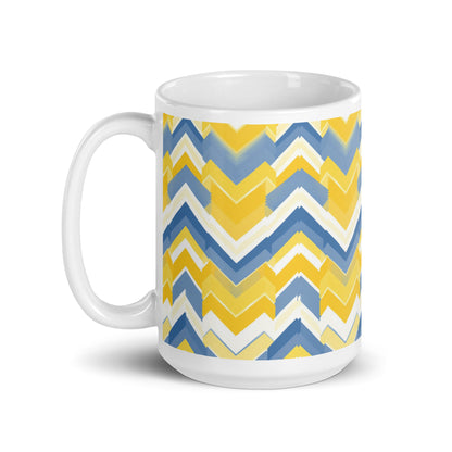 Bargello — Sunburst ceramic coffee mug - 15oz - handle on left