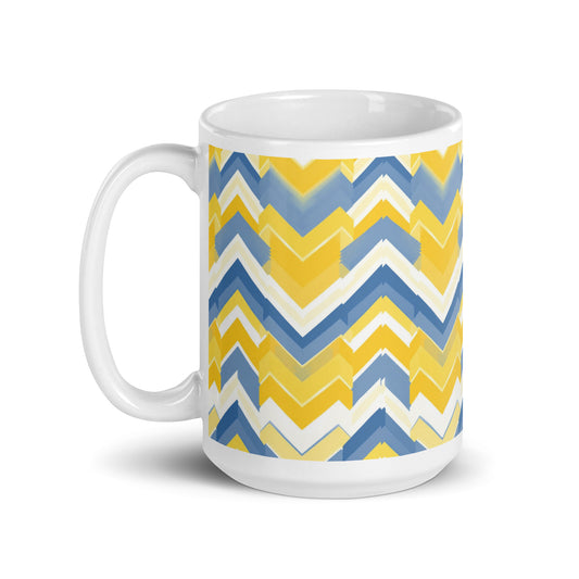 Bargello — Sunburst ceramic coffee mug - 15oz - handle on left