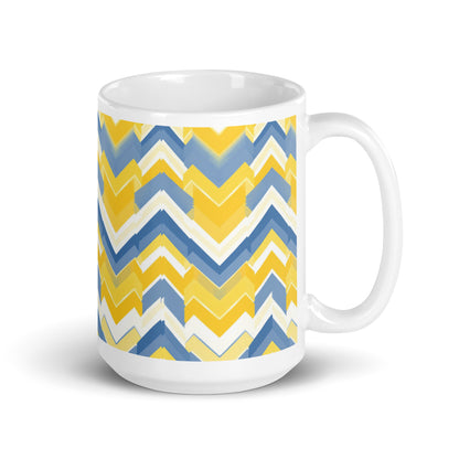 Bargello — Sunburst ceramic coffee mug - 15oz - handle on right
