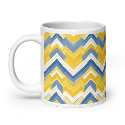Bargello — Sunburst ceramic coffee mug - 20oz - handle on left