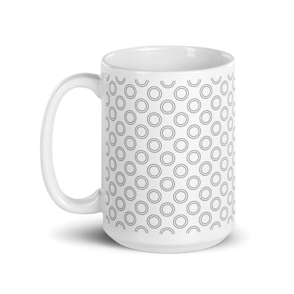 Circa — Ripple ceramic mug by Maude Mugs — flowing ripple pattern in soft aquatic tones, 15oz, handle on left