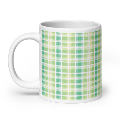 Criss + Cross - Fern ceramic coffee mug - 20 oz - handle on left