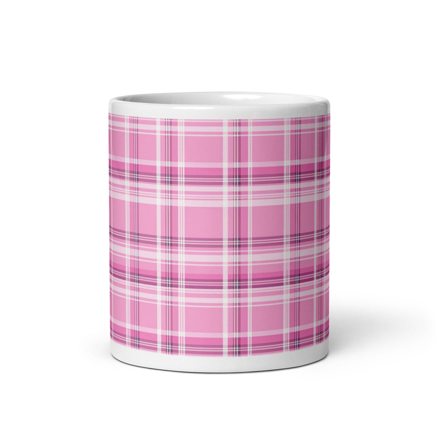 Criss + Cross - Fuchsia ceramic coffee mug - 11 oz - front view