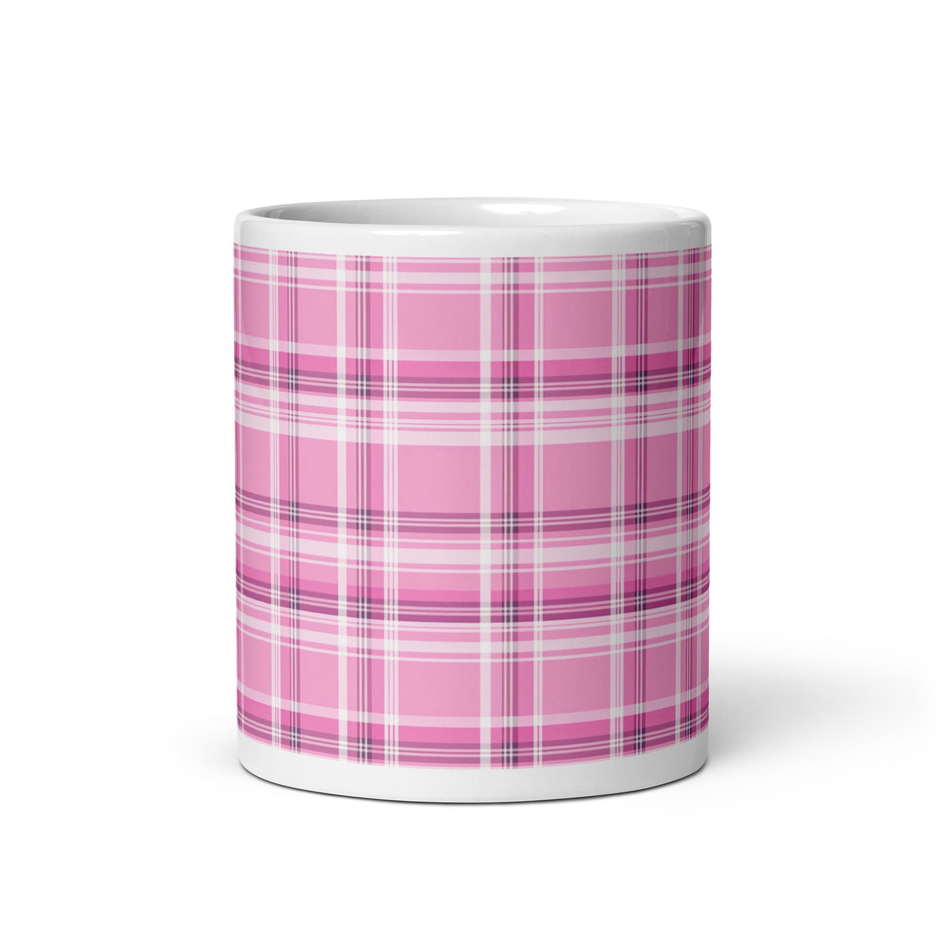 Criss + Cross - Fuchsia ceramic coffee mug - 11 oz - front view