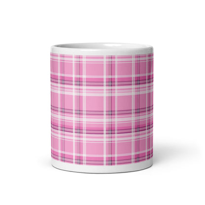 Criss + Cross - Fuchsia ceramic coffee mug - 11 oz - front view