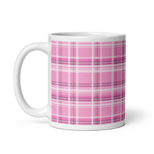 Criss + Cross - Fuchsia ceramic coffee mug - 11 oz - handle on left
