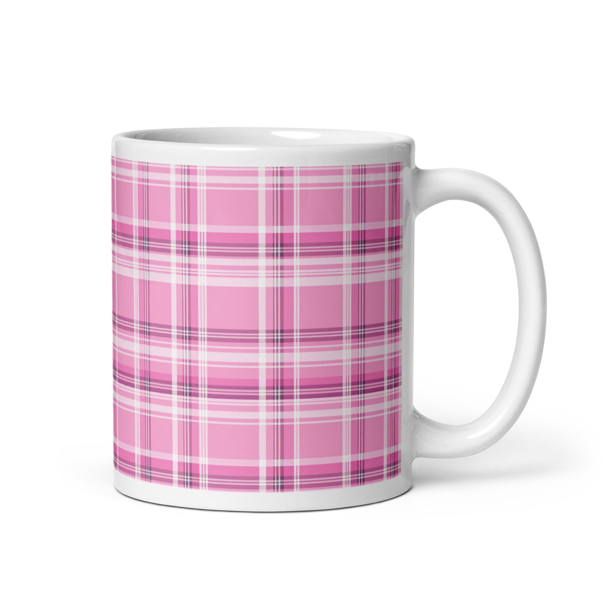Criss + Cross - Fuchsia ceramic coffee mug - 11 oz - handle on right