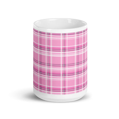 Criss + Cross - Fuchsia ceramic coffee mug - 15 oz - front view