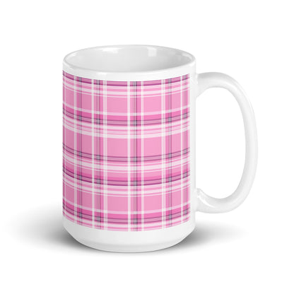 Criss + Cross - Fuchsia ceramic coffee mug - 15 oz - handle on right