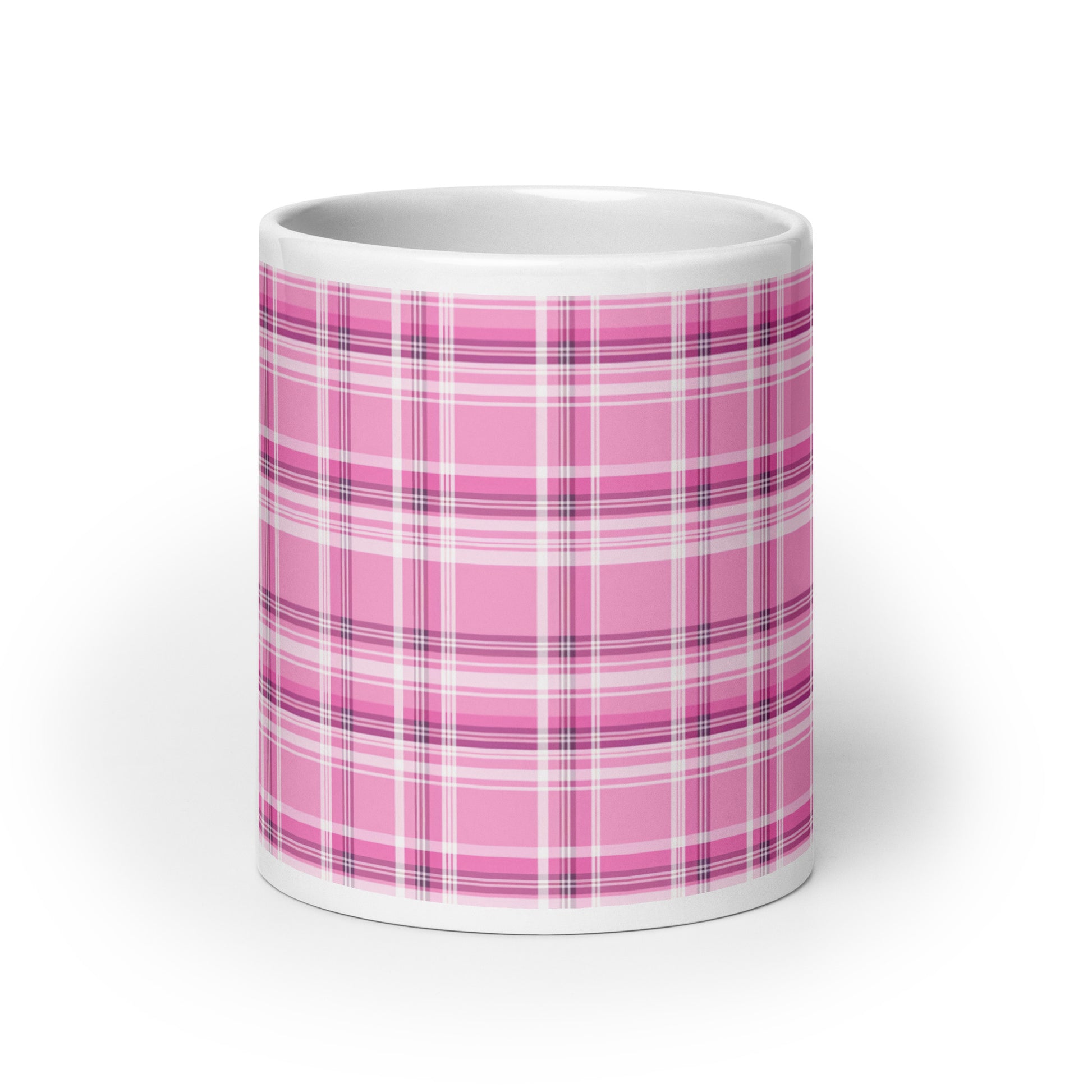 Criss + Cross - Fuchsia ceramic coffee mug - 20 oz - front view