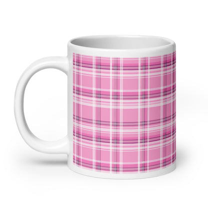 Criss + Cross - Fuchsia ceramic coffee mug - 20 oz - handle on left