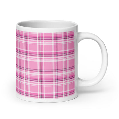 Criss + Cross - Fuchsia ceramic coffee mug - 20 oz - handle on right