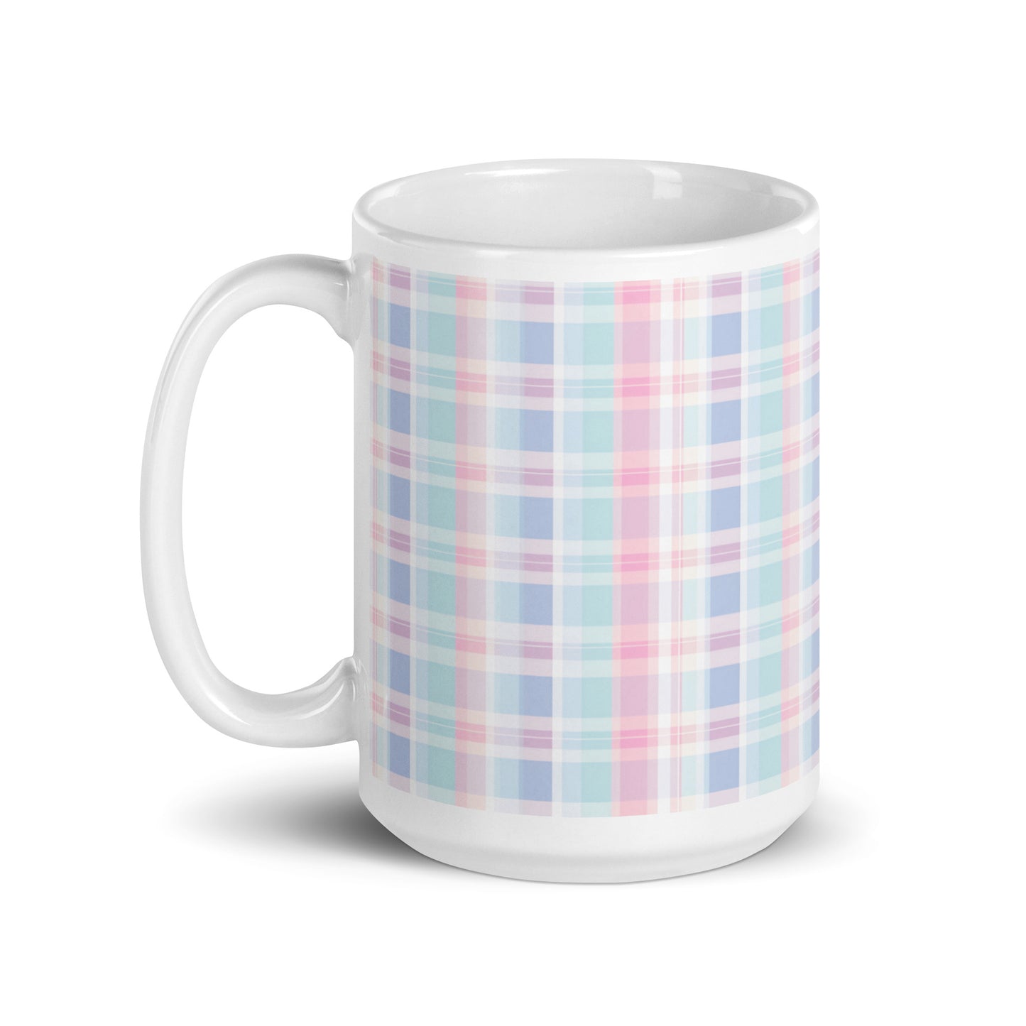 Criss + Cross - Larkspur ceramic coffee mug - 15 oz - handle on left