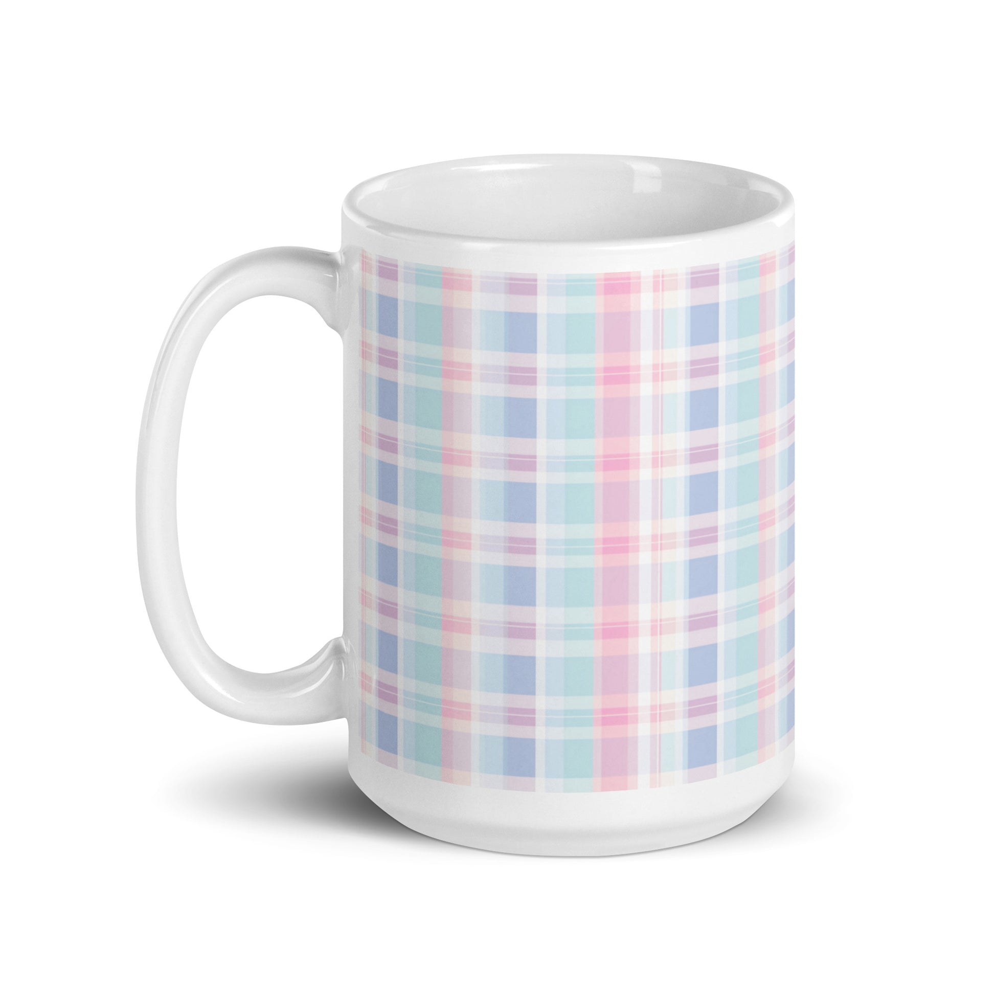 Criss + Cross - Larkspur ceramic coffee mug - 15 oz - handle on left