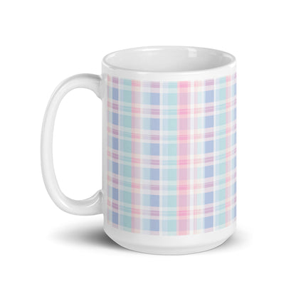 Criss + Cross - Larkspur ceramic coffee mug - 15 oz - handle on left