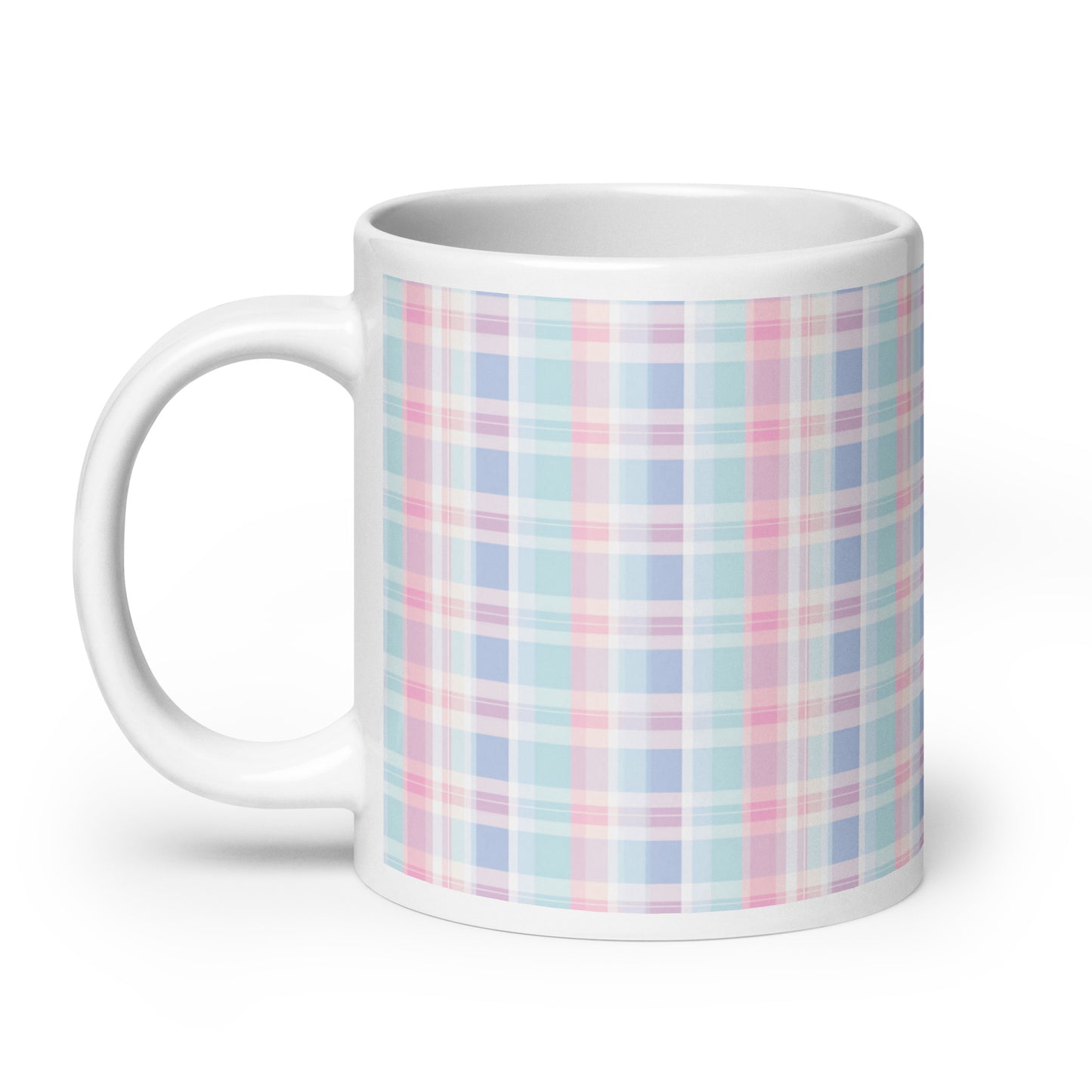Criss + Cross - Larkspur ceramic coffee mug - 20 oz - handle on left