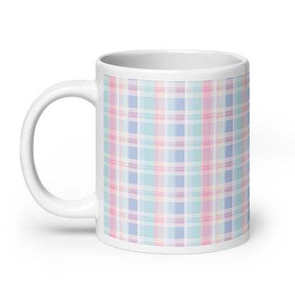 Criss + Cross - Larkspur ceramic coffee mug - 20 oz - handle on left