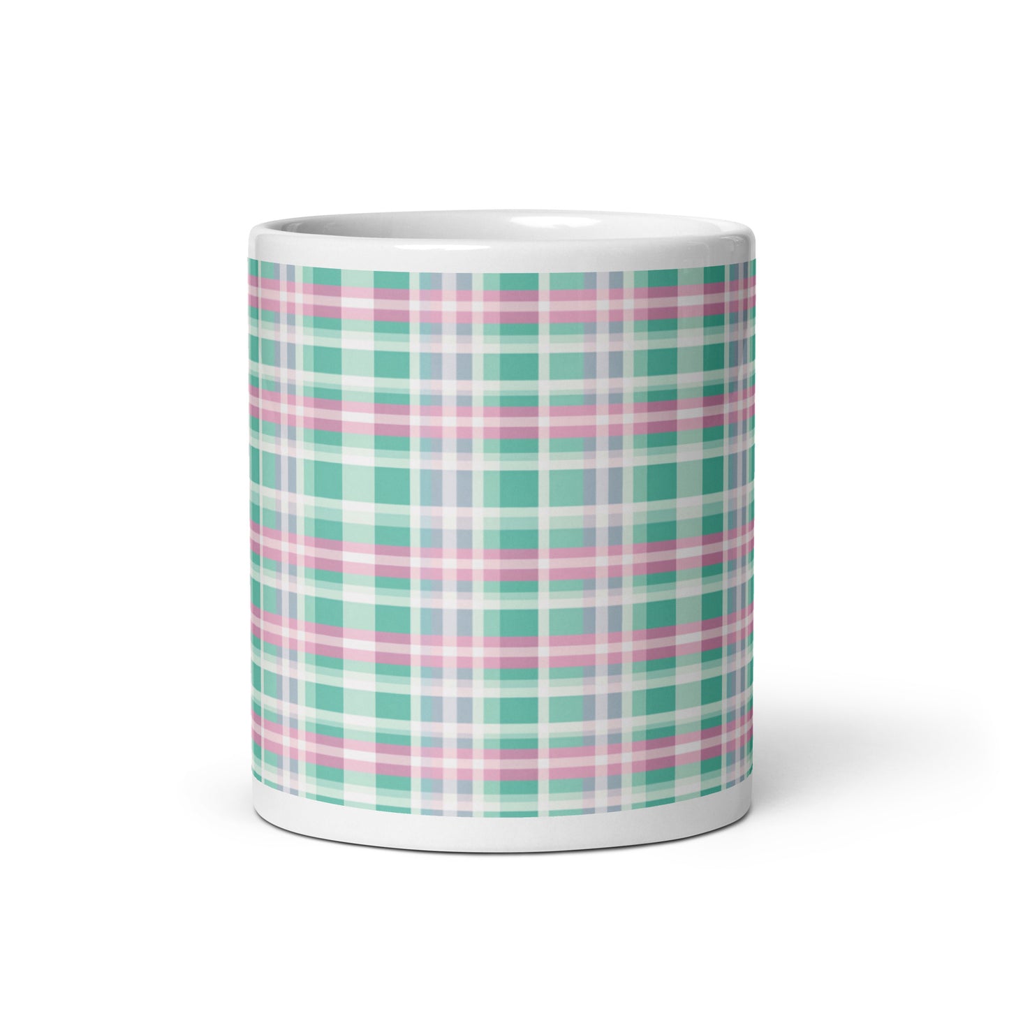 Criss + Cross - Madras ceramic coffee mug - 11 oz - front view