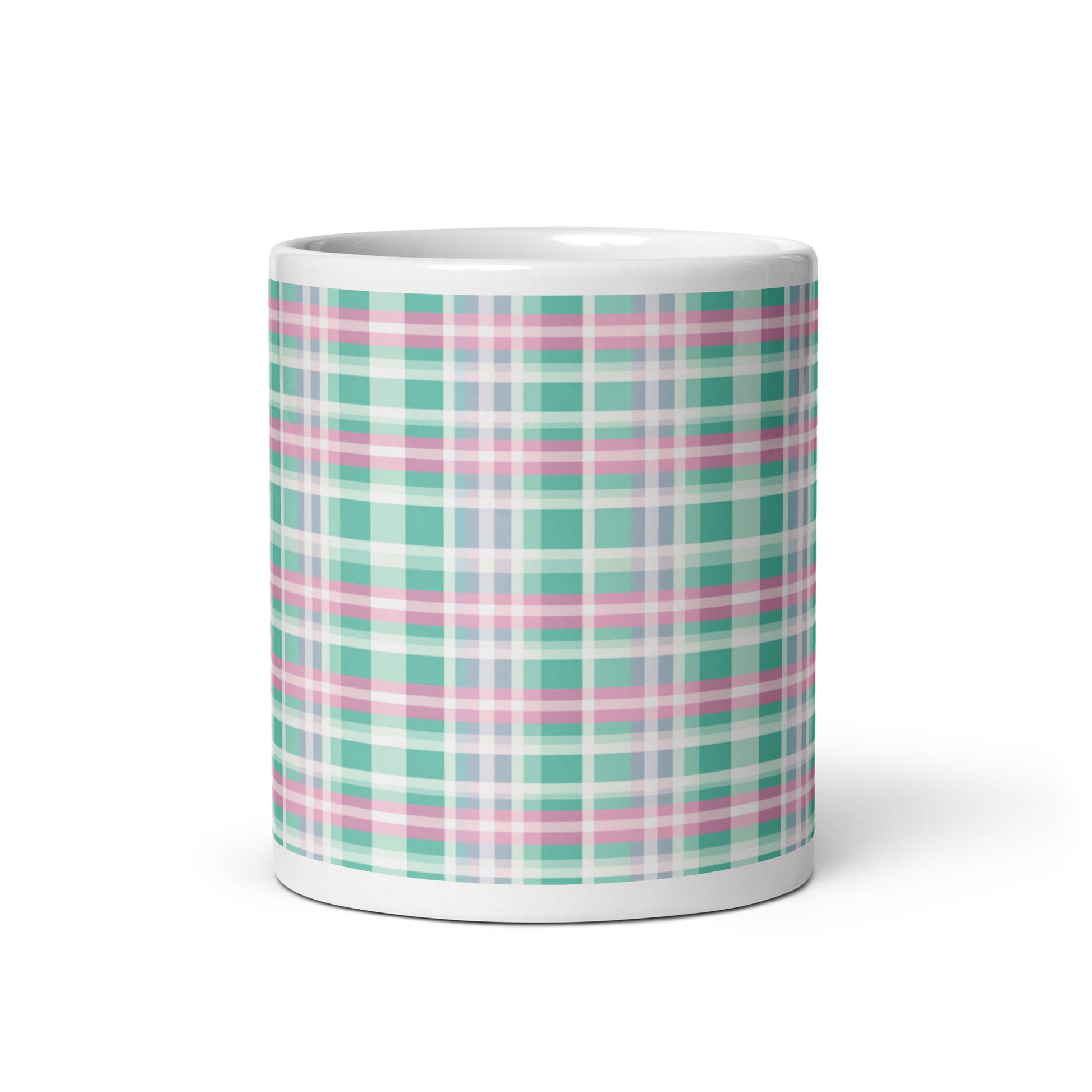 Criss + Cross - Madras ceramic coffee mug - 11 oz - front view