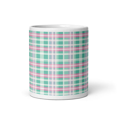 Criss + Cross - Madras ceramic coffee mug - 11 oz - front view