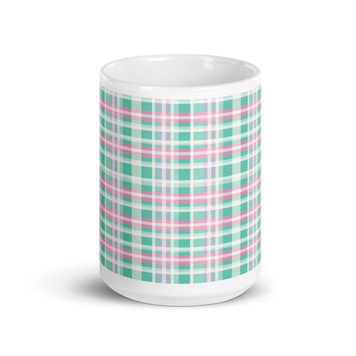 Criss + Cross - Madras ceramic coffee mug - 15 oz - front view