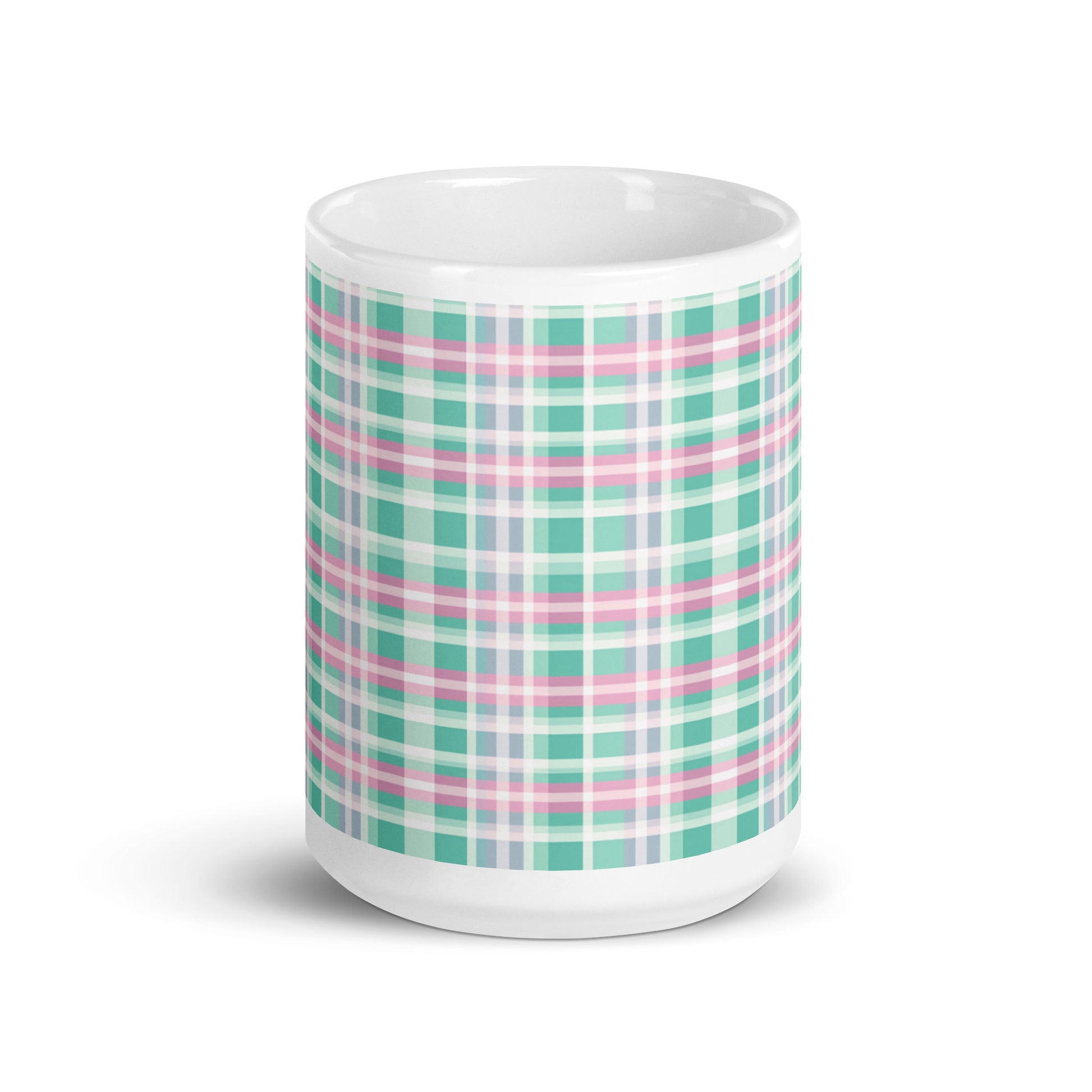 Criss + Cross - Madras ceramic coffee mug - 15 oz - front view