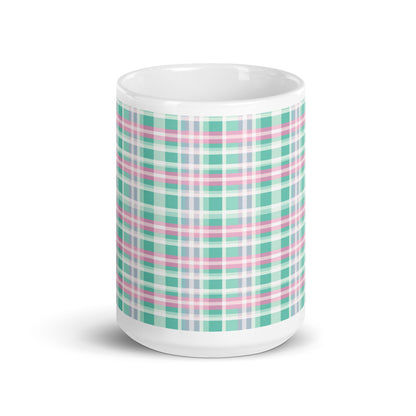 Criss + Cross - Madras ceramic coffee mug - 15 oz - front view